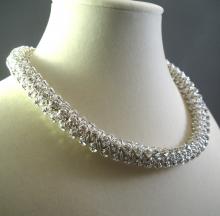 Japanese Crystal Chain Maille Rope Necklace in White Swarovski Crystal