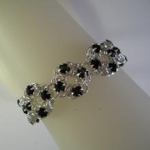Chain Maille Flower Bracelet in Black Swarovski Crystal