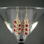 Japanese Chain Maille Earrings in Red Swarovski Crystal