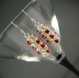 Japanese Chain Maille Earrings in Red Swarovski Crystal