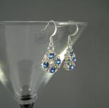Chain Maille Flower Earrings in Sapphire Blue Swarovski Crystal