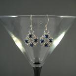 Chain Maille Flower Earrings in Sapphire Blue Swarovski Crystal