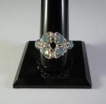 Chain Maille Flower Ring in Pacific Opal Swarovski Crystal