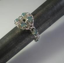 Chain Maille Flower Ring in Pacific Opal Swarovski Crystal