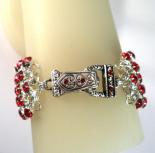 Diamond Meadows Cuff Bracelet in Red Swarovski Crystal