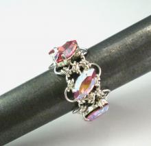 Navette Petals Eternity Ring in Iridescent Rose Swarovski Crystals