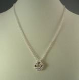 Chain Maille Flower Pendant Necklace in White Swarovski Crystal