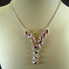 Navette Petals Y Necklace in Iridescent Rose Swarovski Crystal