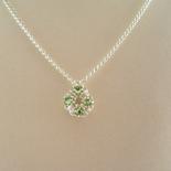 Chain Maille Flower Pendant Necklace in Peridot Green Swarovski Crystal