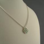 Chain Maille Flower Pendant Necklace in Peridot Green Swarovski Crystal