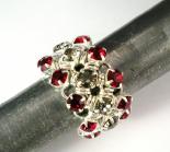 Japanese Chain Maille Eternity Ring in Red and Black Diamond Swarovski Crystal