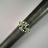 Chain Maille Flower Ring in Peridot Green Swarovski Crystal