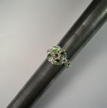Chain Maille Flower Ring in Peridot Green Swarovski Crystal