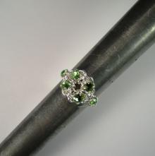 Chain Maille Flower Ring in Peridot Green Swarovski Crystal